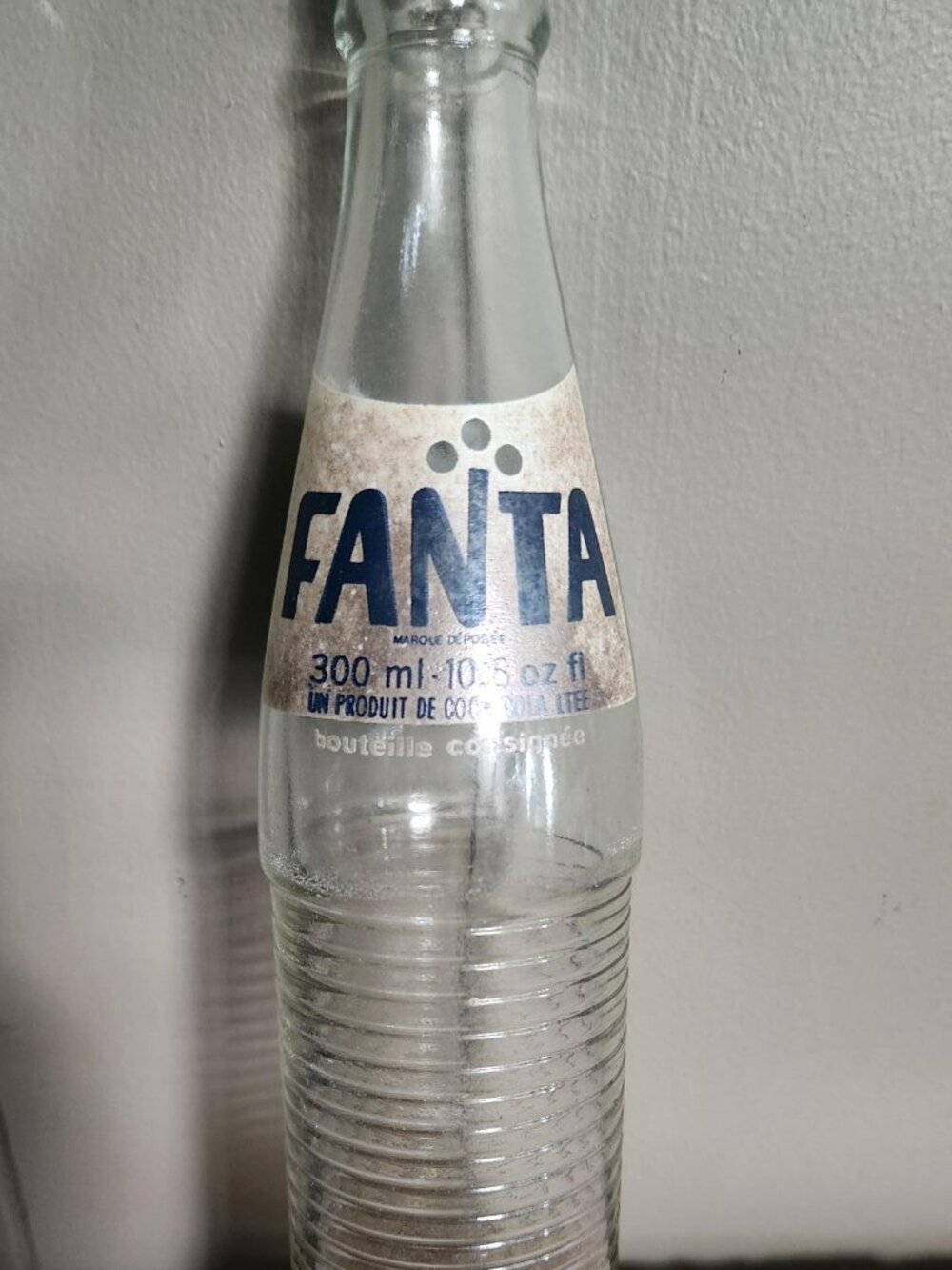 VINTAGE 1970s Canadian Bilingual Fanta 300ml Ribbed Glass Soda Bottle